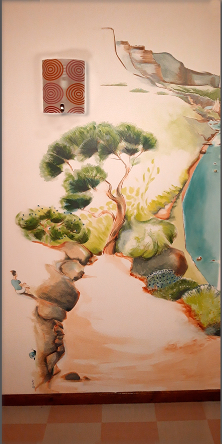 peinture murale représentant un chemin côtier en Sardaigne